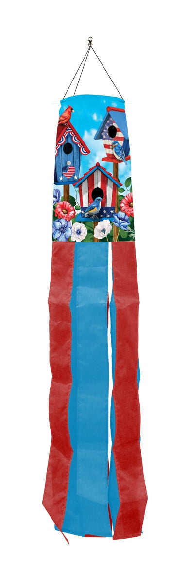 Patriotic American Birdhouses Polyester Summer Windsock