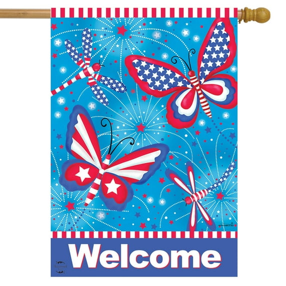 Briarwood Lane American Butterflies Patriotic House Flag