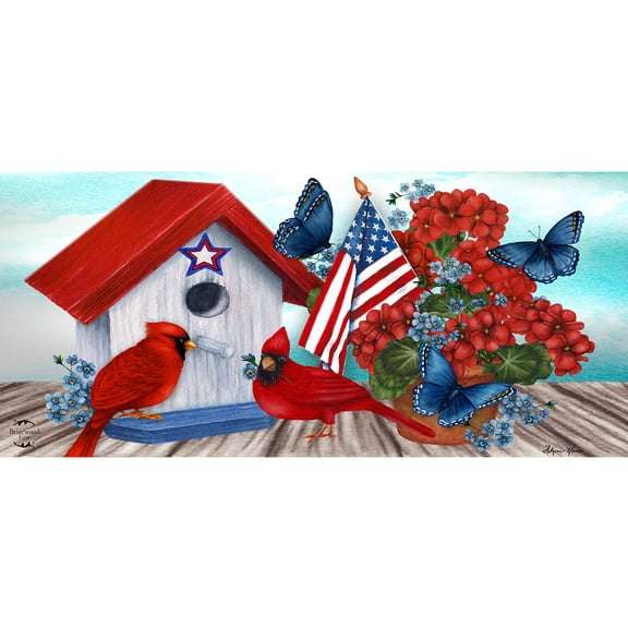 Briarwood Lane Summer American Cardinal Mini Mat 22x10 Indoor Outdoor For Summer Doormat