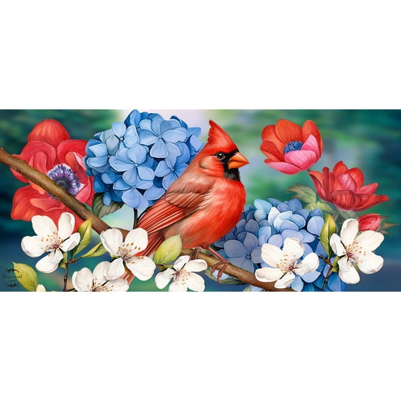 Briarwood Lane Spring American Floral Cardinal Mini Mat 22x10 Indoor Outdoor For Spring Doormat