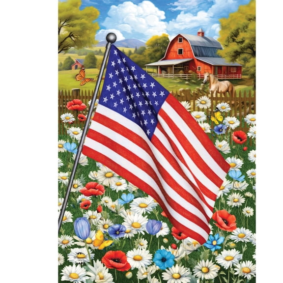 Briarwood Lane Spring House Flag 40x28 For Outdoor American Flower Field For Spring House Flag