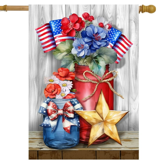 Briarwood Lane American Flowers House Flag
