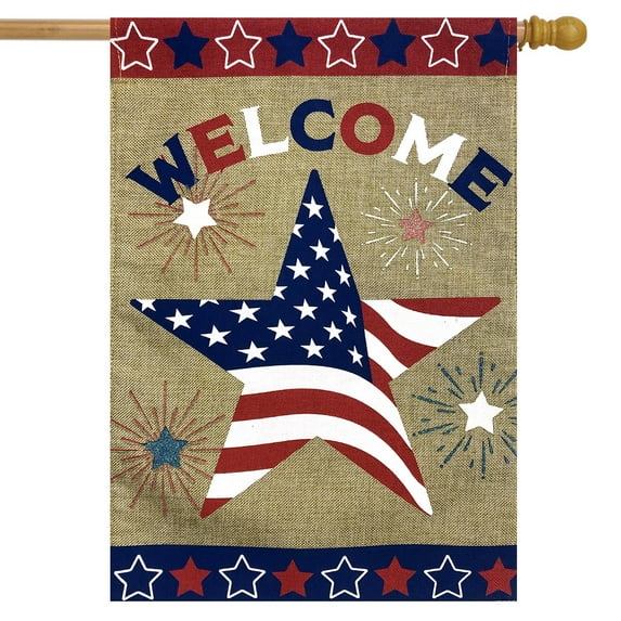 Briarwood Lane American Star Burlap House Flag
