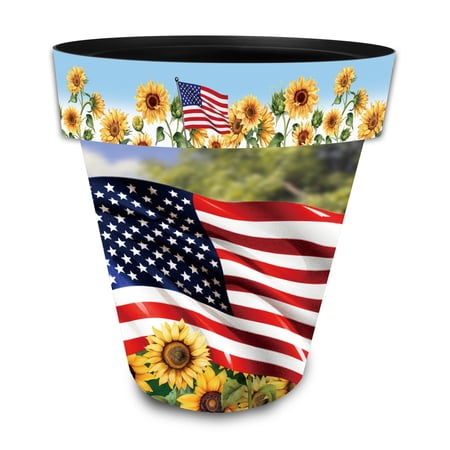 Briarwood Lane Summer Planter 14" x 15" x 15" American Sunflowers Large For Summer Planter
