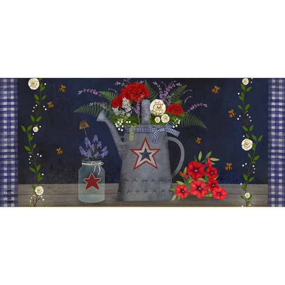 Briarwood Lane Spring American Watering Can Mini Mat 22x10 Indoor Outdoor For Spring Doormat
