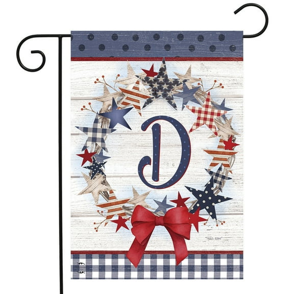 Briarwood Lane American Wreath Monogram D Garden Flag