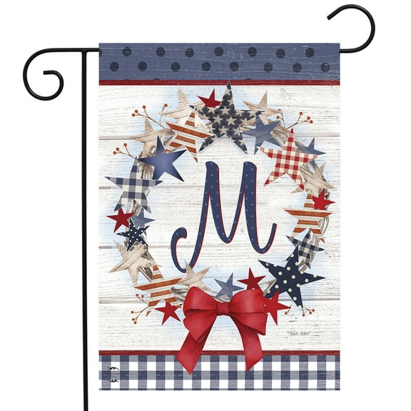 Briarwood Lane American Wreath Monogram M Garden Flag