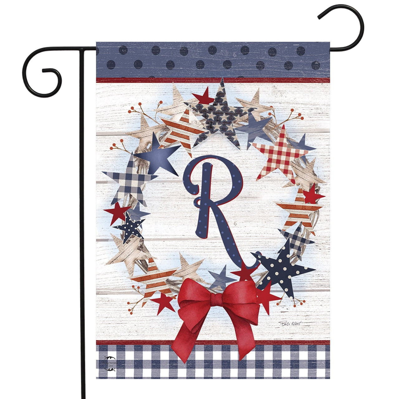 Briarwood Lane American Wreath Monogram R Garden Flag - Walmart.com
