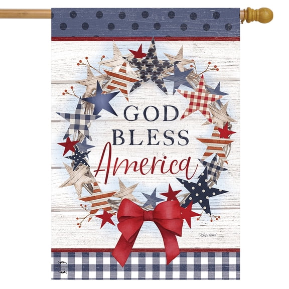 Briarwood Lane American Wreath Rustic House Flag