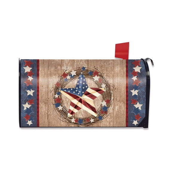Briarwood Lane Spring Mailbox Cover  - Standard Size - Americana Barnstar Patriotic Magnetic For Spring Mailbox Cover