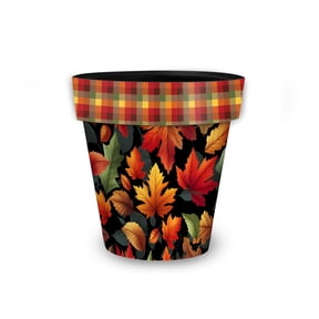 Briarwood Lane Fall Planter 8.5" x 8.5" x 8.5" Autumn Color Leaves Small For Fall Planter