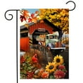 thumbnail image 1 of Briarwood Lane Autumn Covered Bridge Garden Flag, 1 of 4
