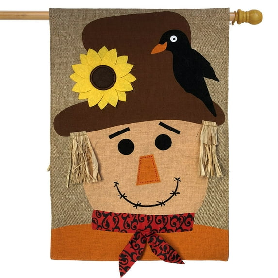 Briarwood Lane Autumn Scarecrow Burlap House Flag