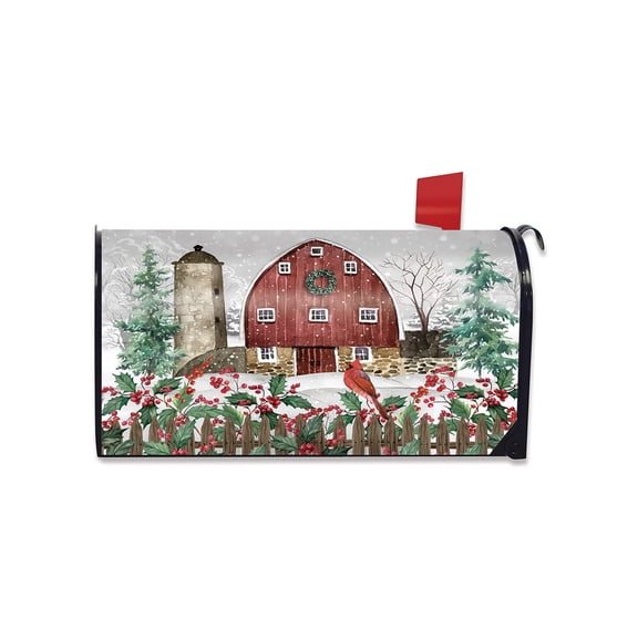 Briarwood Lane Winter Mailbox Cover  - Standard Size - Barn in Snow For Winter Mailbox Cover