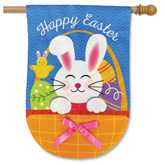 Briarwood Lane Easter Burlap House Flag 40x28 For Outdoor Basket Bunny For Easter House Flag