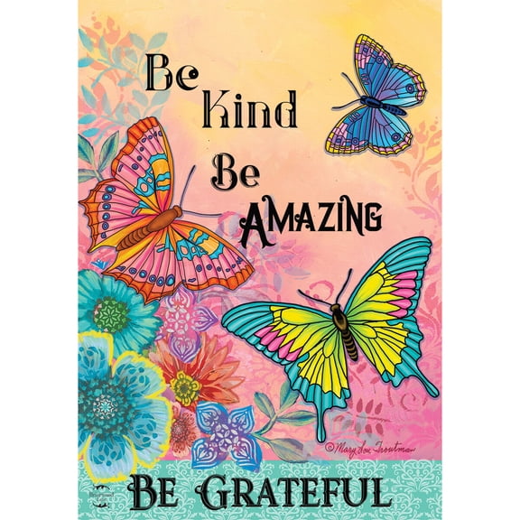 Briarwood Lane Garden Flag 12x18 For Outdoor Be Grateful Butterflies Spring For Spring Garden Flag Flags For Outside
