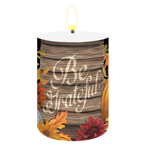 Briarwood Lane Flameless Candle 6x3 Be Grateful Fall Flameless Candle with Timer for Fall