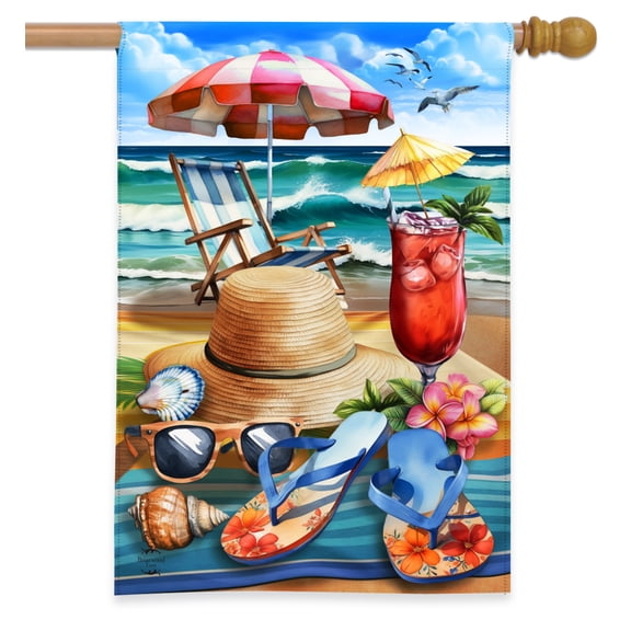 Briarwood Lane Summer House Flag 40x28 For Outdoor Beach Day For Summer House Flag
