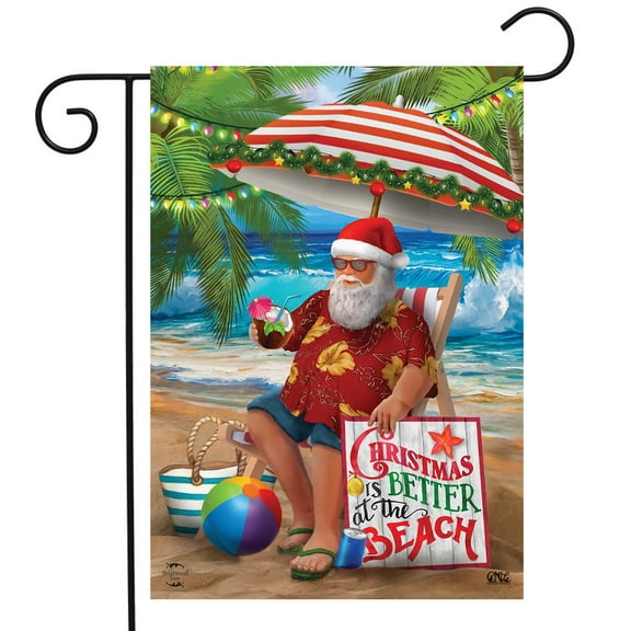 Briarwood Lane Beach Time Santa Christmas Garden Flag