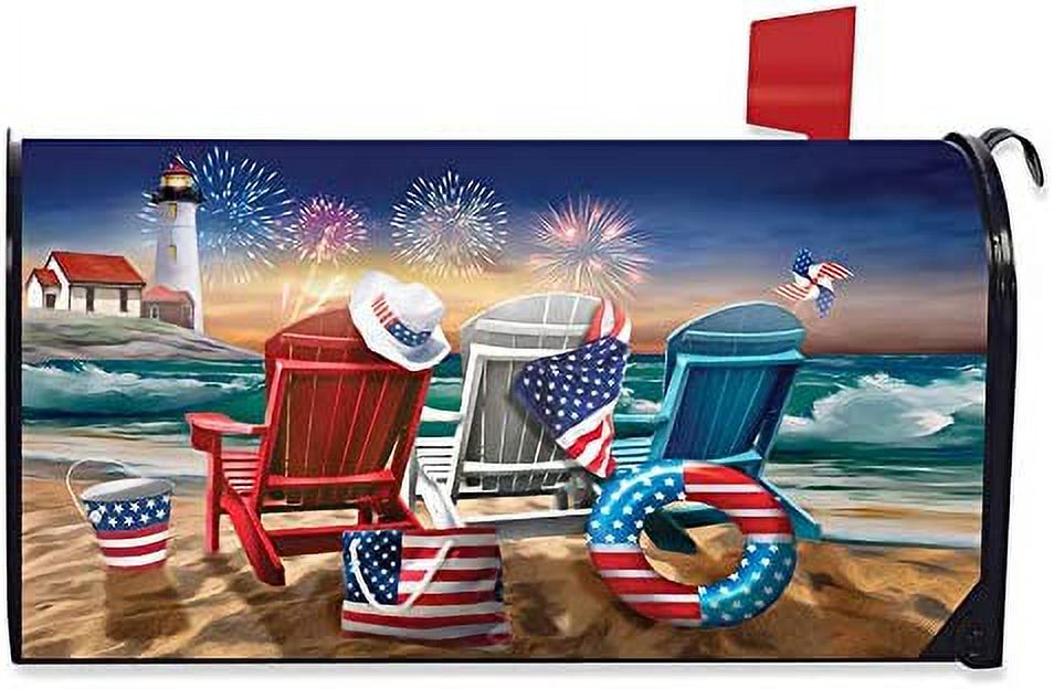 Briarwood Lane Beachfront Fireworks Summer Large Mailbox Cover