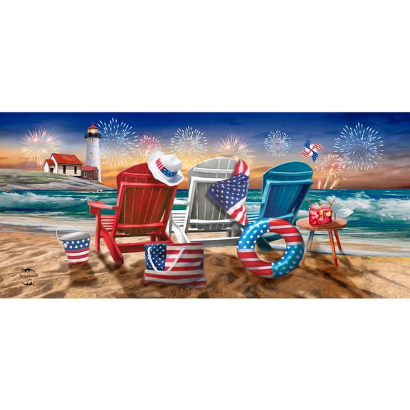 Briarwood Lane Beachfront Fireworks Summer Mini Mat 22x10 Indoor Outdoor For Summer Doormat