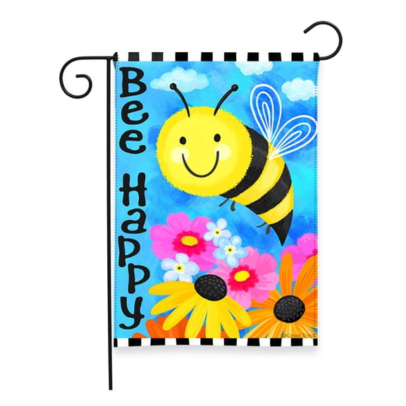 Briarwood Lane Spring Garden Flag 12x18 For Outdoor Bee Happy Bumblebee For Spring Garden Flag Flags For Outside