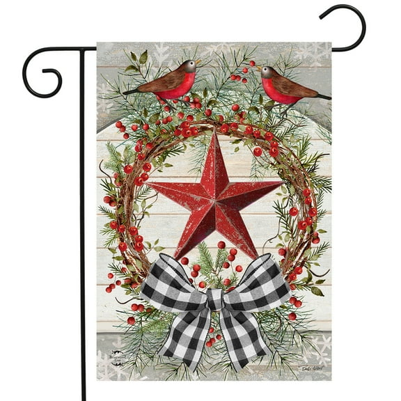 Briarwood Lane Berry Wreath Barnstar Winter Garden Flag
