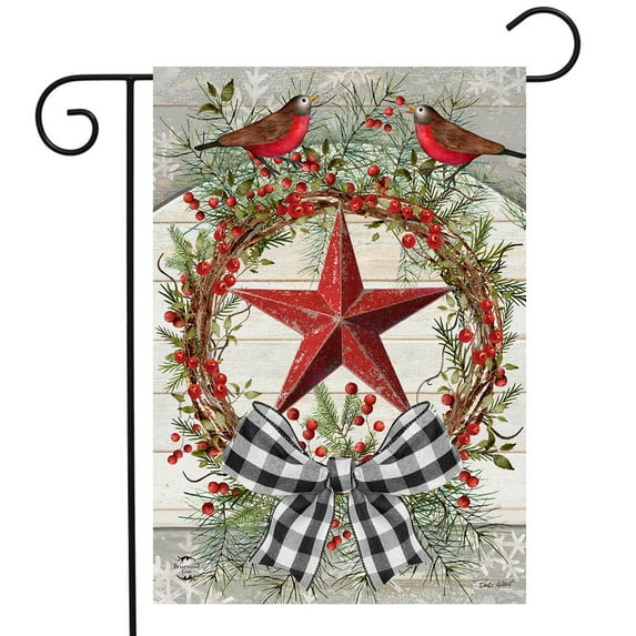 Briarwood Lane Berry Wreath Barnstar Winter Garden Flag