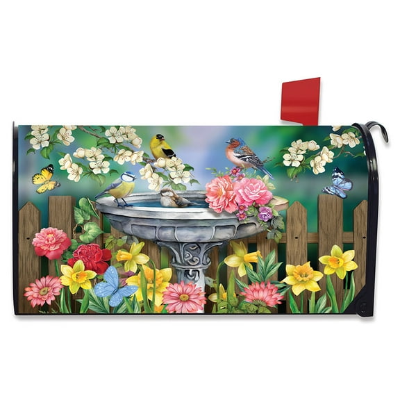 Briarwood Lane Birdbath in Bloom Mailbox Cover