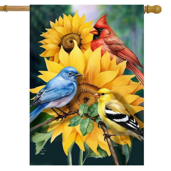 Briarwood Lane Birds in the Garden House Flag
