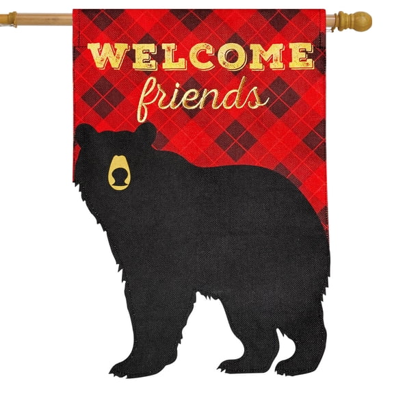 Briarwood Lane Black Bear Burlap House Flag