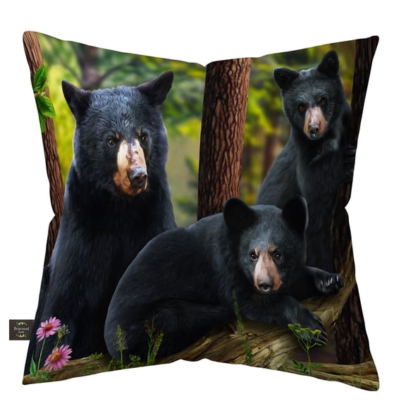 Briarwood Lane Summer Indoor/Outdoor Pillow 17x17 Black Bear Family For Summer Pillow