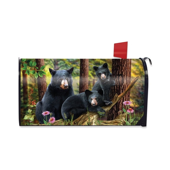 Briarwood Lane Summer Mailbox Cover - Standard Size - Black Bear Family Nature For Summer Mailbox Cover