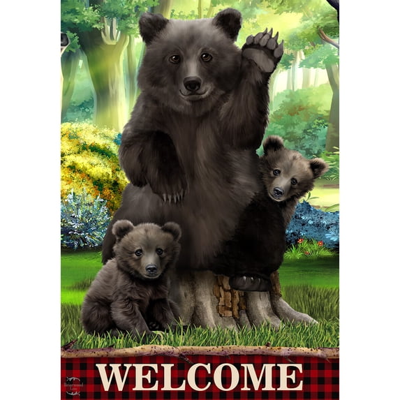 Spring Floig Briarwood Lane Spring Garden Flag 12x18 For Outdoor Black Bear Welcome ...