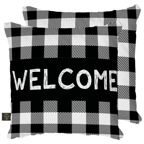 Briarwood Lane Black Checkered Welcome Everyday Decorative Pillow