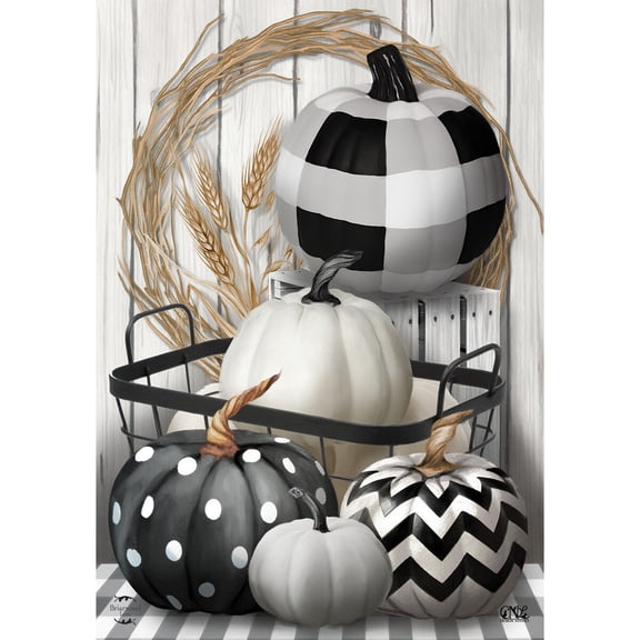 Briarwood Lane Garden Flag 12x18 For Outdoor Black White Pumpkins Fall For Fall Garden Flag Flags For Outside