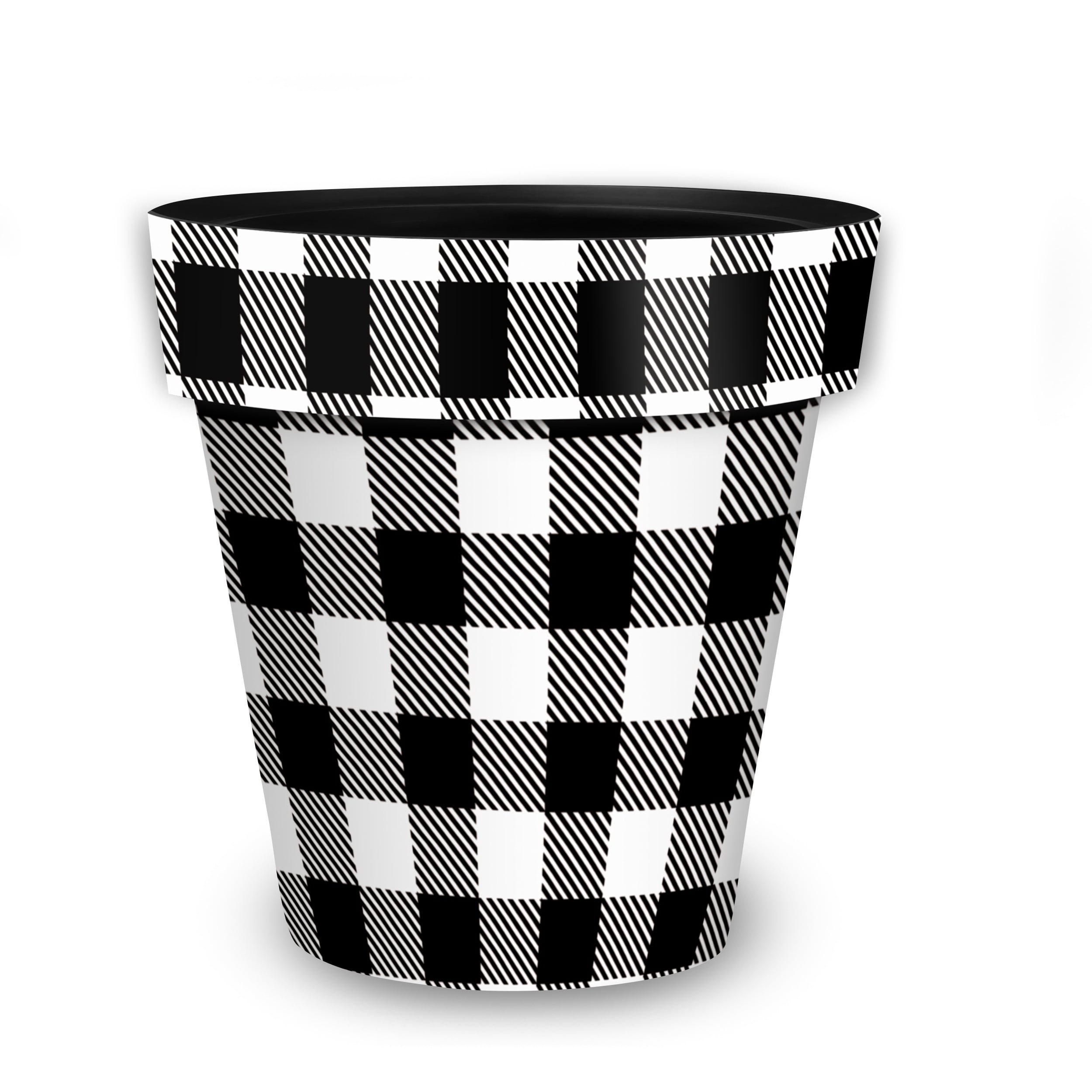 Briarwood Lane Everyday Planter 11.75" x 11" x 11" Black and White Buffalo Check Medium Planter