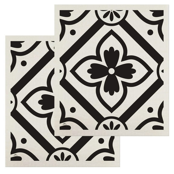 Briarwood Lane Black and White Floral Swedish Dishcloth (2-pack)