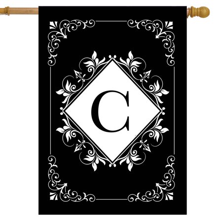Briarwood Lane Black and White Monogram C Double-Sided House Flag