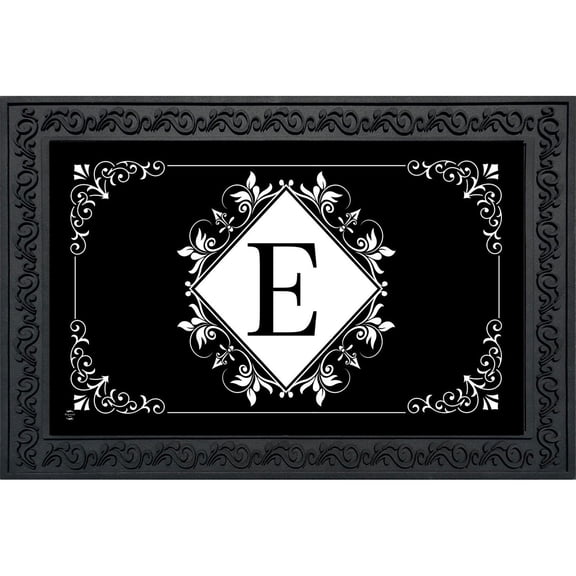 Briarwood Lane Everyday Doormat 30x18 Indoor Outdoor Black and White Monogram E Doormat