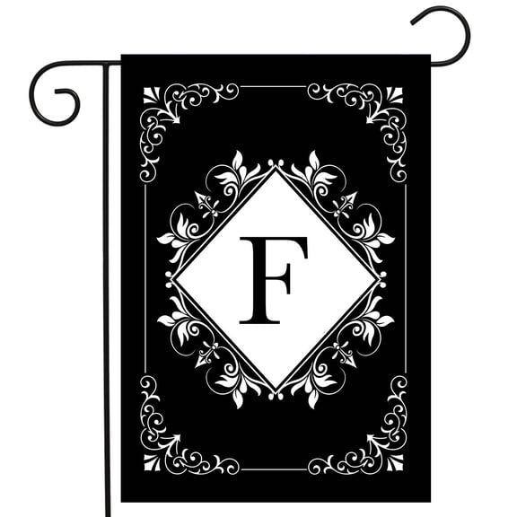 Briarwood Lane Black and White Monogram F Double-Sided Garden Flag