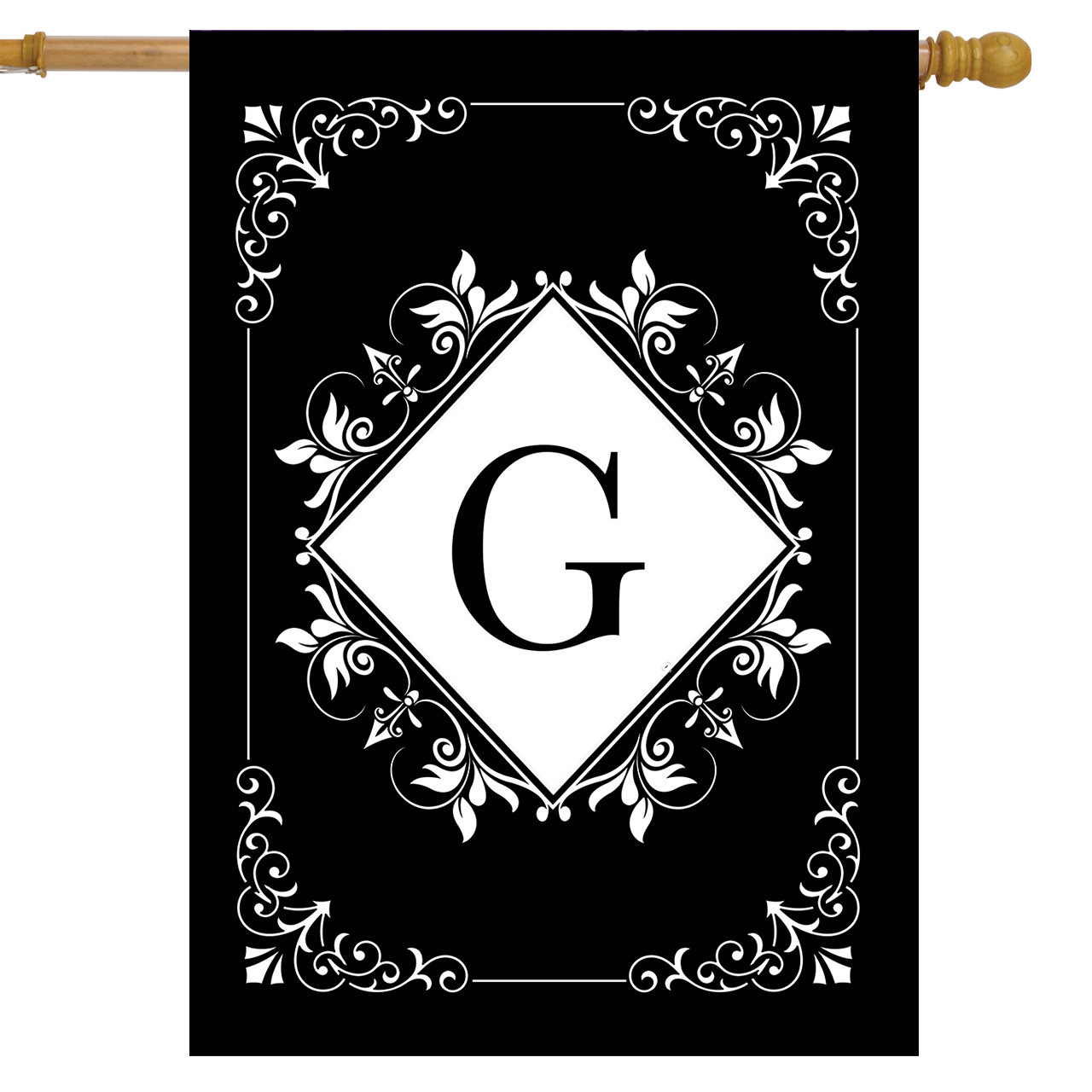 Briarwood Lane Black and White Monogram G Double-Sided House Flag ...