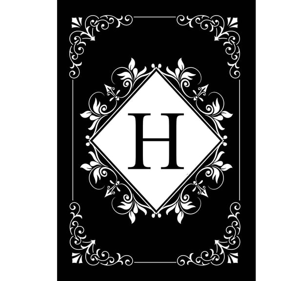 Briarwood Lane Everyday Double Sided Garden Flag 12x18 For Outdoor Black and White Monogram H Garden Flag Flags For Outside