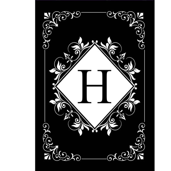 Briarwood Lane Double Sided House Flag 40x28 For Outdoor Black and White Monogram H House Flag