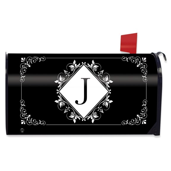 Briarwood Lane Black and White Monogram J Mailbox Cover