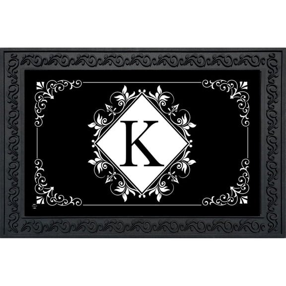 Briarwood Lane Everyday Doormat 30x18 Indoor Outdoor Black and White Monogram K Doormat