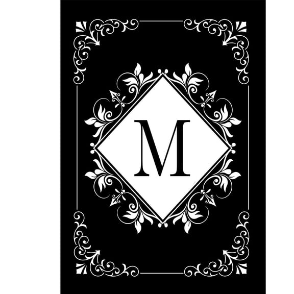 Briarwood Lane Double Sided House Flag 40x28 For Outdoor Black and White Monogram M House Flag