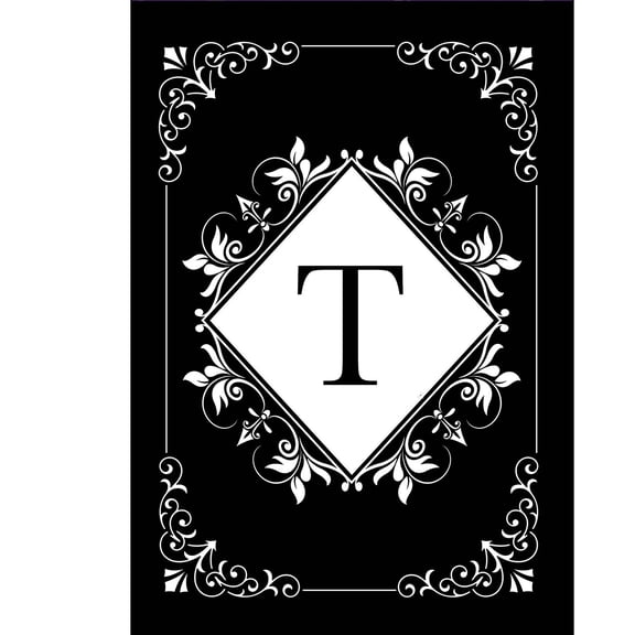 Briarwood Lane Double Sided House Flag 40x28 For Outdoor Black and White Monogram T House Flag