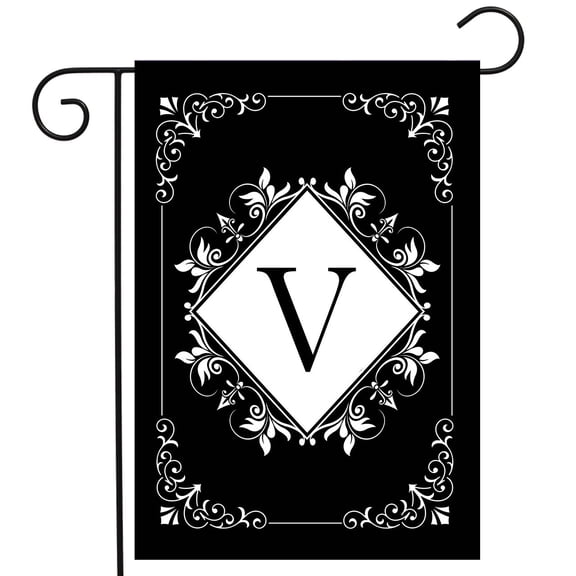 Briarwood Lane Black and White Monogram V Double-Sided Garden Flag