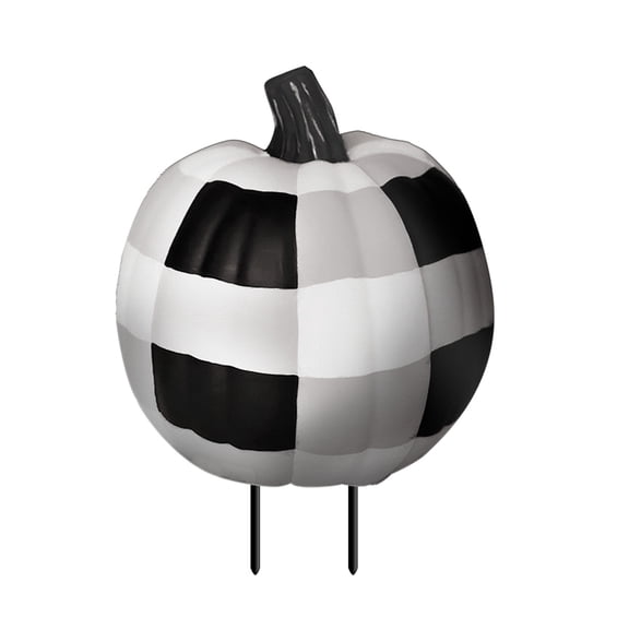 Briarwood Lane Fall Black and White Pumpkin Metal Yard Art 26x14.25 For Fall Metal Art